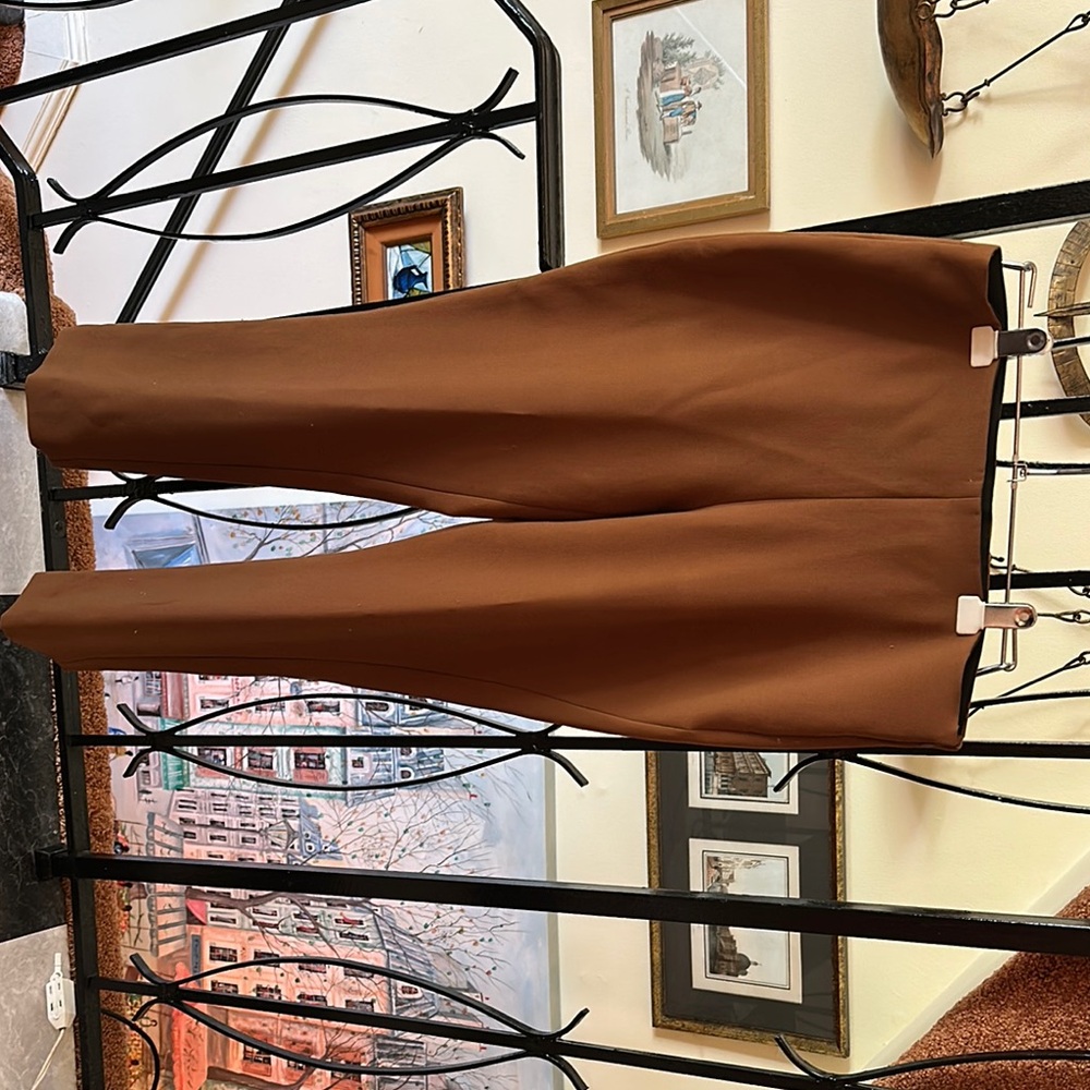 Mango Brown Straight Leg Pants with Elegant Drape